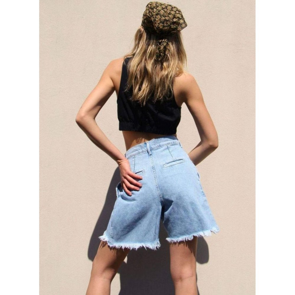 Free People Venice Culotte Denim Jean Shorts 24 - Picture 2 of 11